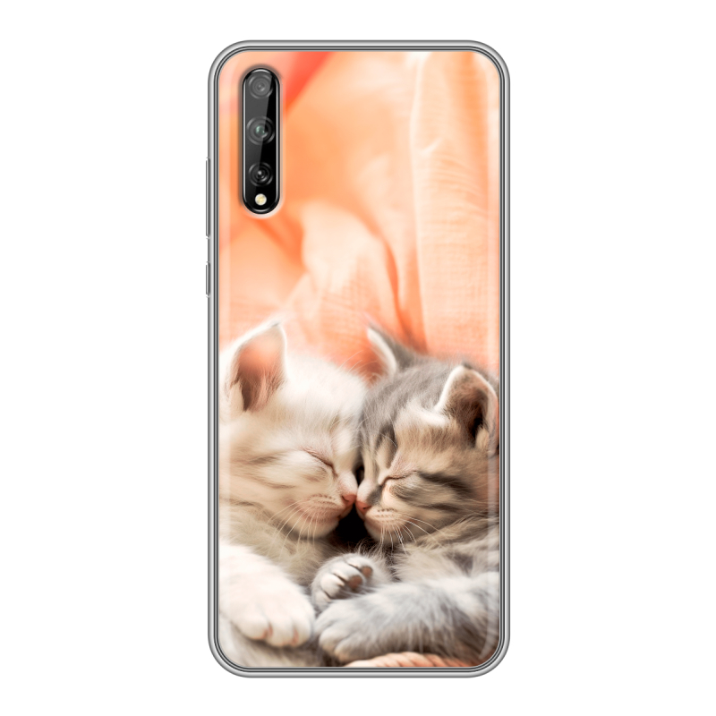 Силиконовый противоударный чехол на Huawei Y8p с принтом Котята Силиконовый противоударный чехол на Huawei Y8p с принтом Котята