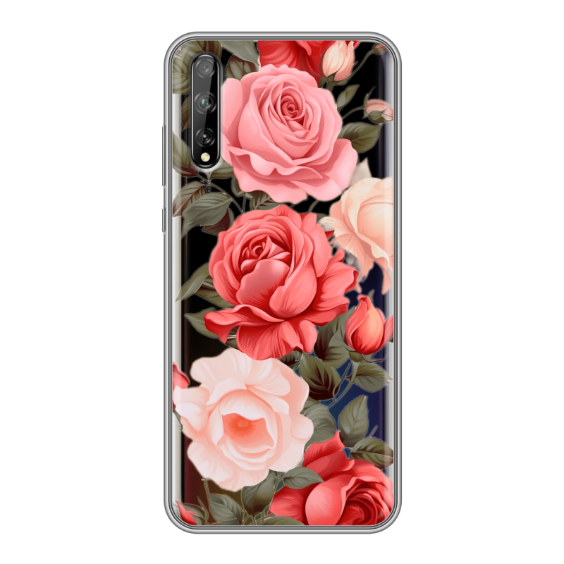 Пластиковый чехол на Huawei Y8p с принтом Розы Пластиковый чехол на Huawei Y8p с принтом Розы