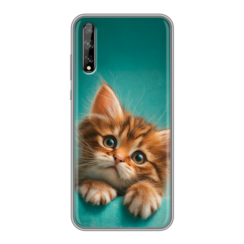 Силиконовый противоударный чехол на Huawei Y8p с принтом котенок Силиконовый противоударный чехол на Huawei Y8p с принтом котенок