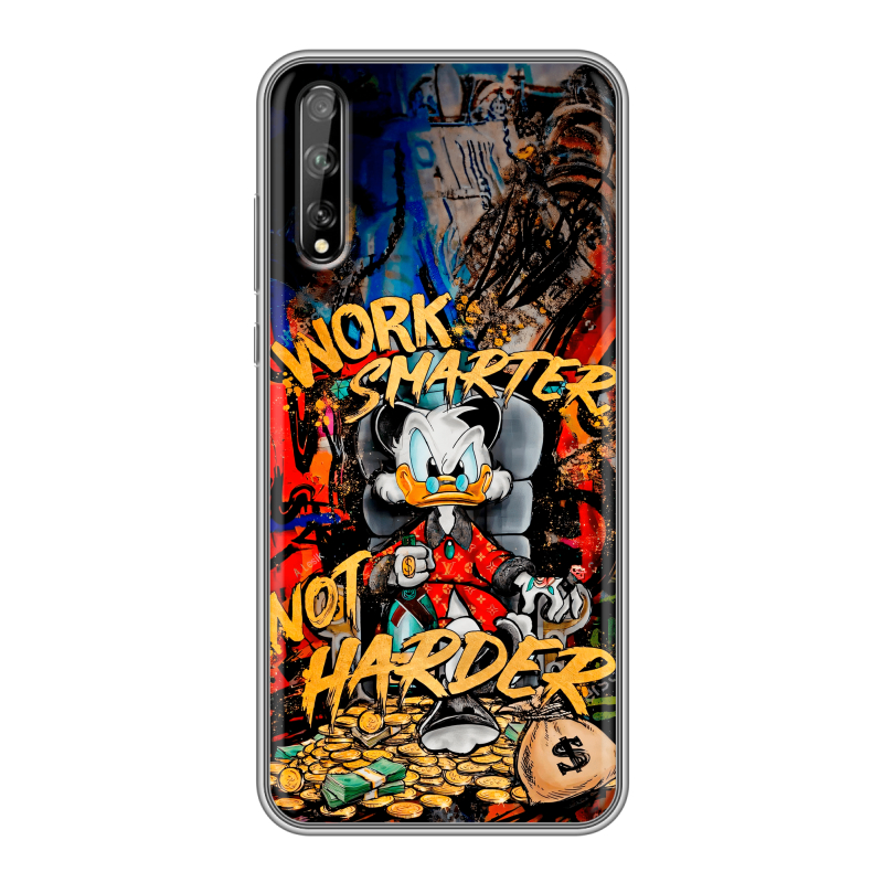 Силиконовый чехол на Huawei Y8p с принтом Дональд Дак Деньги Силиконовый чехол на Huawei Y8p с принтом Дональд Дак Деньги