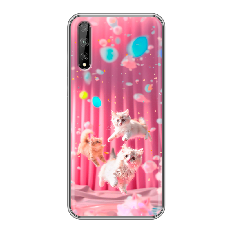 Силиконовый чехол на Huawei Y8p с принтом милые котики Силиконовый чехол на Huawei Y8p с принтом милые котики