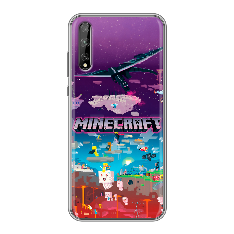 Силиконовый противоударный чехол на Huawei Y8p с принтом Майнкрафт Minecraft Силиконовый противоударный чехол на Huawei Y8p с принтом Майнкрафт Minecraft