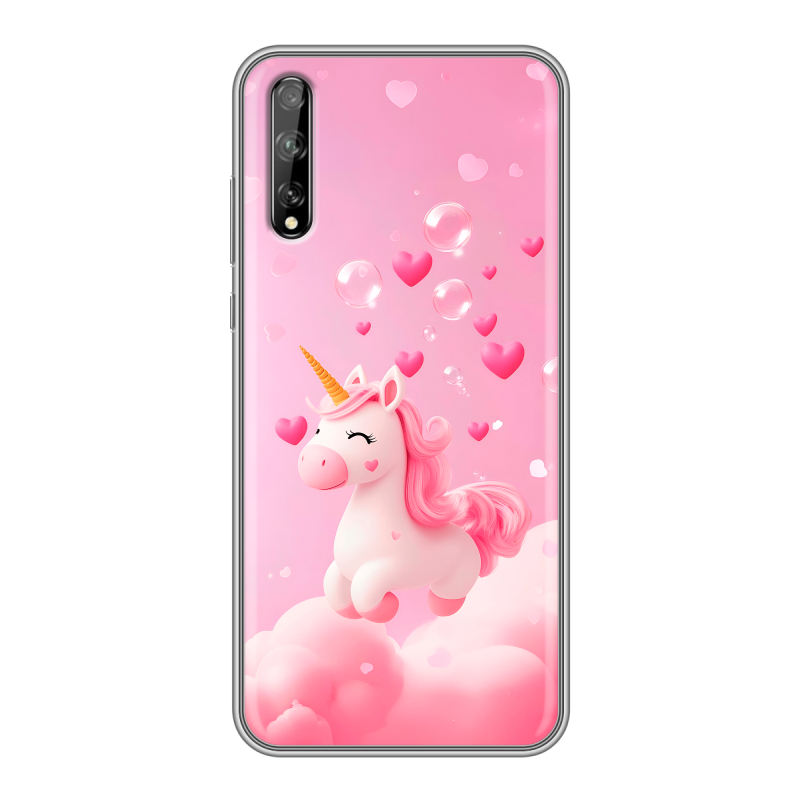 Силиконовый противоударный чехол на Huawei Y8p с принтом Единорог Силиконовый противоударный чехол на Huawei Y8p с принтом Единорог