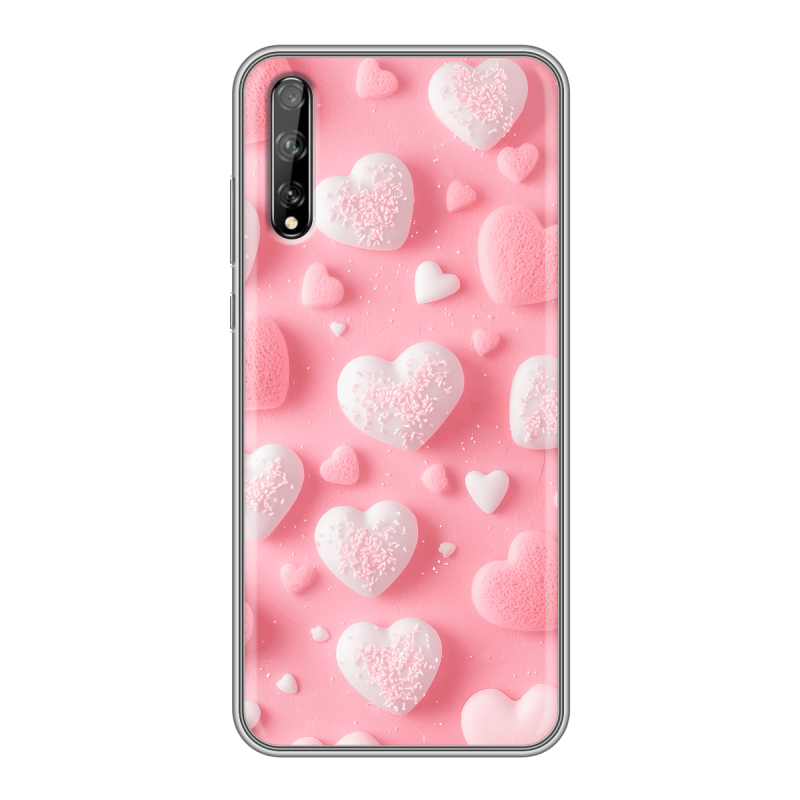 Пластиковый чехол на Huawei Y8p с принтом Сердечки Пластиковый чехол на Huawei Y8p с принтом Сердечки