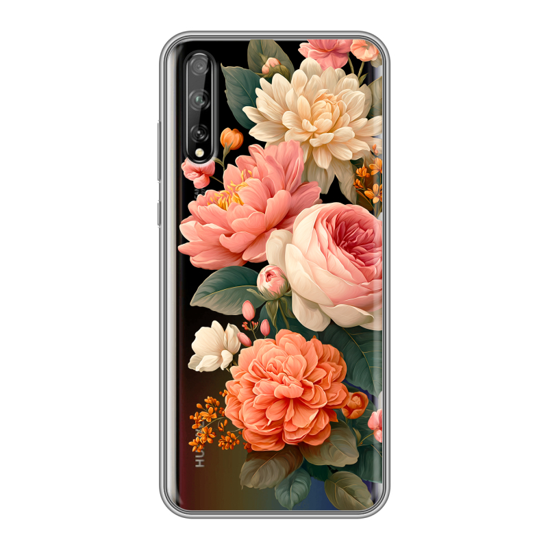 Силиконовый чехол на Huawei Y8p с принтом цветы Силиконовый чехол на Huawei Y8p с принтом цветы