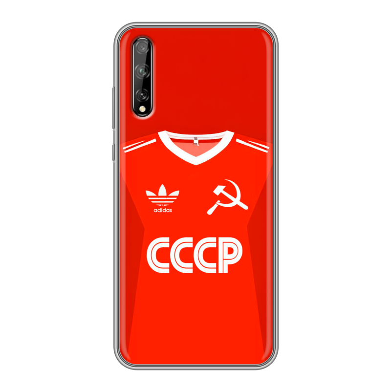 Силиконовый противоударный чехол на Huawei Y8p с принтом Флаг Герб СССР Силиконовый противоударный чехол на Huawei Y8p с принтом Флаг Герб СССР
