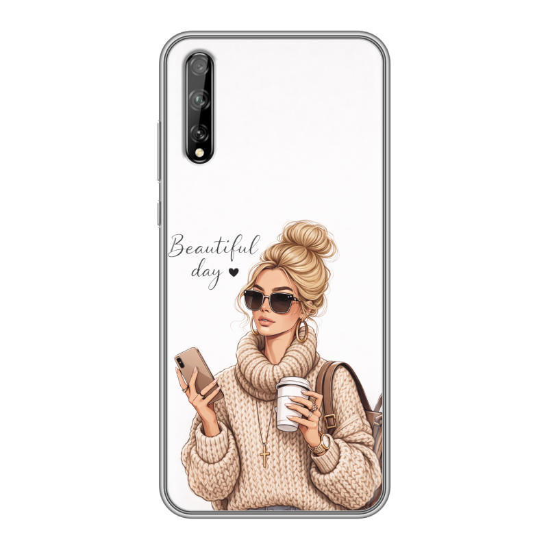 Пластиковый чехол на Huawei Y8p с принтом женский Пластиковый чехол на Huawei Y8p с принтом женский