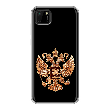 Силиконовый чехол на Huawei Y5p с принтом Герб России золотой
