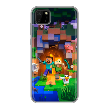 Силиконовый чехол на Huawei Y5p с принтом Майнкрафт Minecraft
