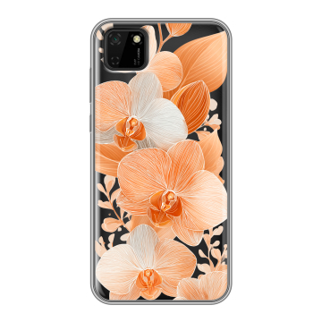 Силиконовый чехол на Huawei Y5p с принтом Бежевые цветы
