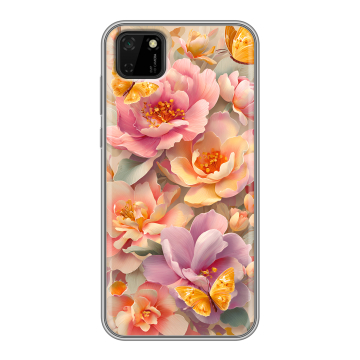 Силиконовый чехол на Huawei Y5p с принтом Цветы и бабочки