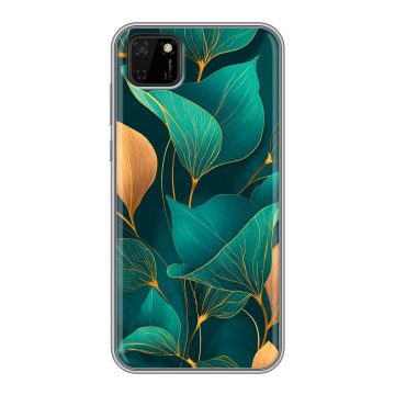 Силиконовый чехол на Huawei Y5p с принтом Листья и золото