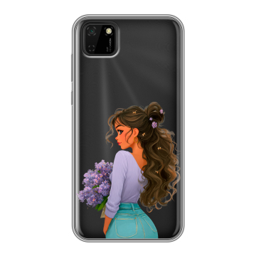Силиконовый чехол на Huawei Y5p с принтом девушка цветы Силиконовый чехол на Huawei Y5p с принтом девушка цветы