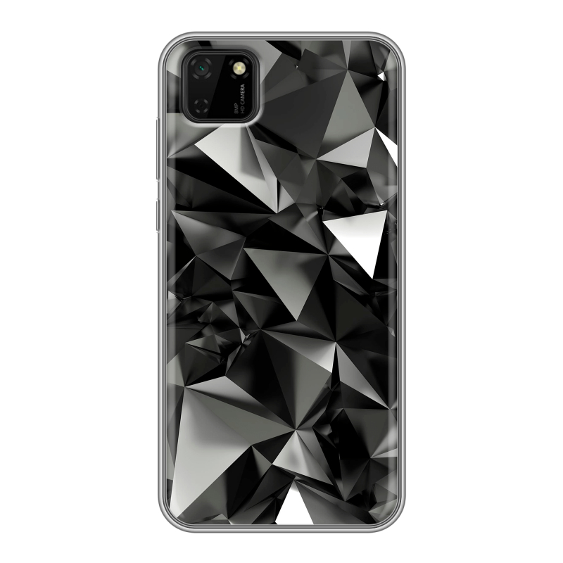 Силиконовый противоударный чехол на Huawei Y5p с принтом Черные кристаллы Силиконовый противоударный чехол на Huawei Y5p с принтом Черные кристаллы