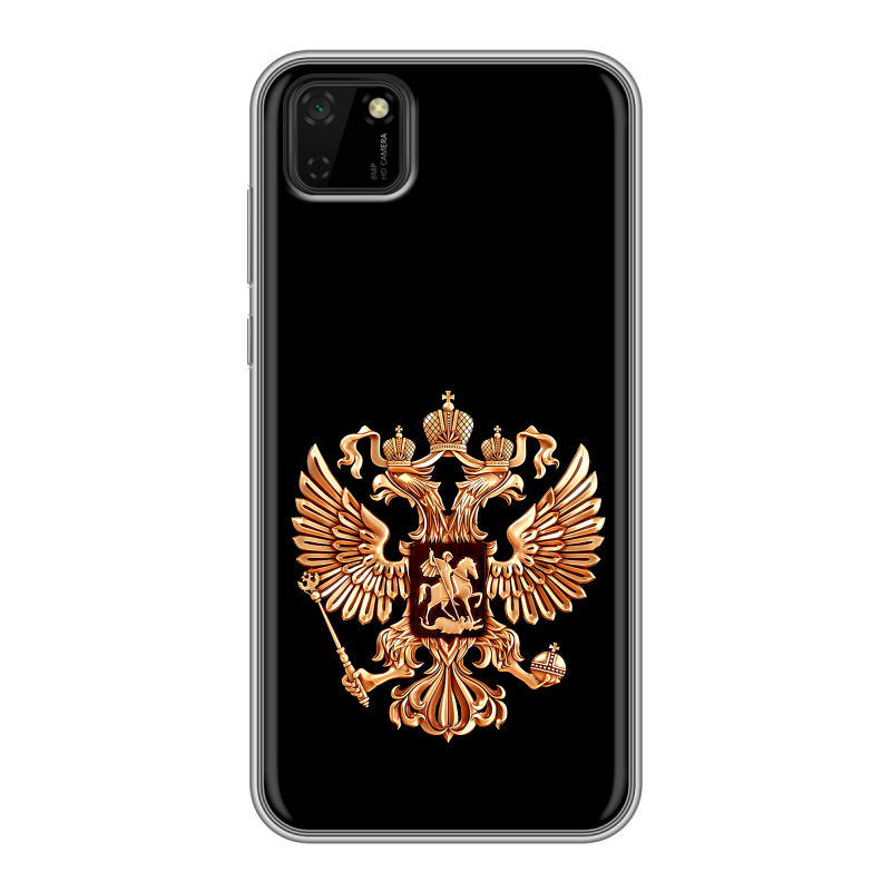 Силиконовый чехол на Huawei Y5p с принтом Герб России золотой Силиконовый чехол на Huawei Y5p с принтом Герб России золотой