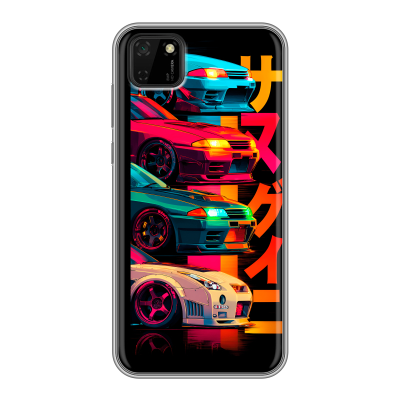 Силиконовый чехол на Huawei Y5p с принтом Гоночные машины Силиконовый чехол на Huawei Y5p с принтом Гоночные машины