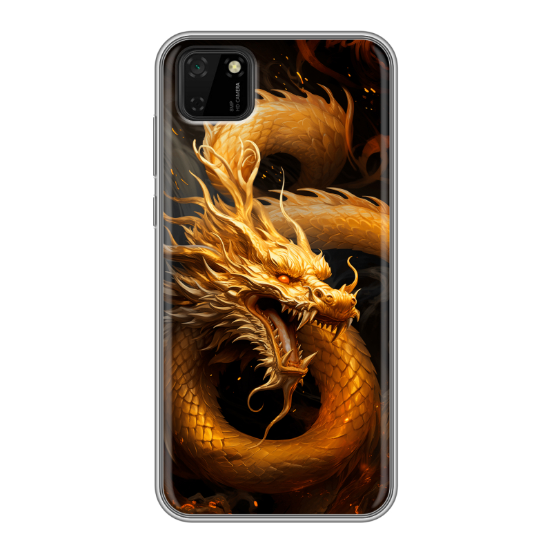 Силиконовый противоударный чехол на Huawei Y5p с принтом Золотой дракон Силиконовый противоударный чехол на Huawei Y5p с принтом Золотой дракон