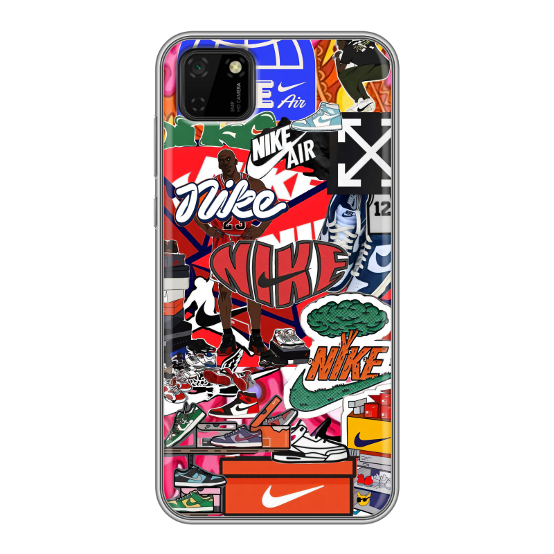Силиконовый противоударный чехол на Huawei Y5p с принтом Найк Nike яркий Силиконовый противоударный чехол на Huawei Y5p с принтом Найк Nike яркий