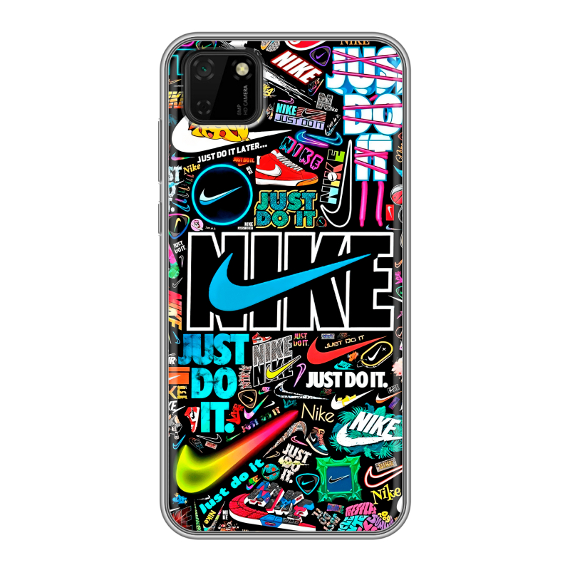 Силиконовый чехол на Huawei Y5p с принтом найк nike черный Силиконовый чехол на Huawei Y5p с принтом найк nike черный