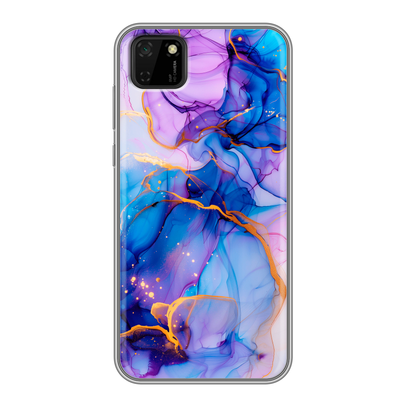 Силиконовый чехол на Huawei Y5p с принтом синий мрамор Силиконовый чехол на Huawei Y5p с принтом синий мрамор