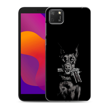 Силиконовый чехол на Huawei Honor 9S с принтом Доберман и пистолет Силиконовый чехол на Huawei Honor 9S с принтом Доберман и пистолет