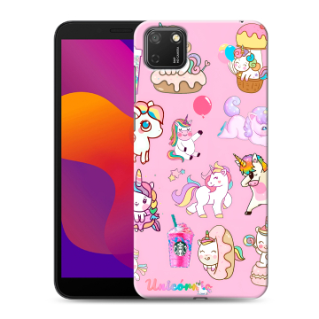 Силиконовый чехол на Huawei Honor 9S с принтом розовые единороги Силиконовый чехол на Huawei Honor 9S с принтом розовые единороги