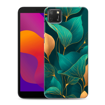 Силиконовый чехол на Huawei Honor 9S с принтом Листья и золото