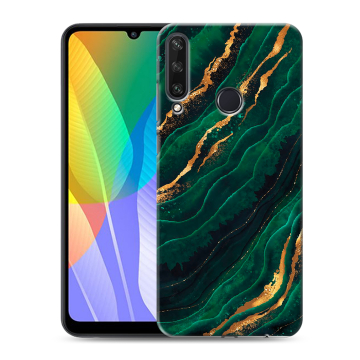 Силиконовый чехол на Huawei Y6p с принтом Мрамор зеленое золото