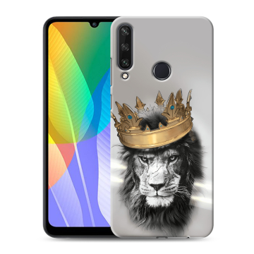 Силиконовый чехол на Huawei Y6p с принтом Лев с короной