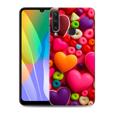 Силиконовый чехол на Huawei Y6p с принтом Сердечки
