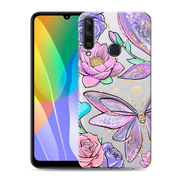 Силиконовый чехол на Huawei Y6p с принтом Бабочки и цветы