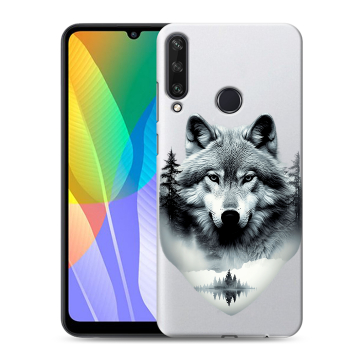 Силиконовый чехол на Huawei Y6p с принтом Волк в лесу