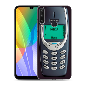 Силиконовый чехол на Huawei Y6p с принтом Старый телефон