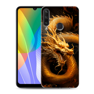 Силиконовый чехол на Huawei Y6p с принтом Золотой дракон