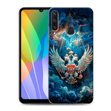 Силиконовый чехол на Huawei Y6p с принтом Герб флаг России