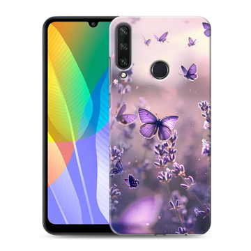 Силиконовый чехол на Huawei Y6p с принтом бабочки и лаванда