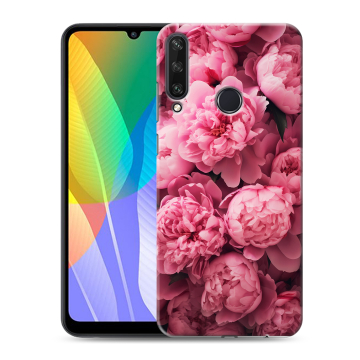 Силиконовый чехол на Huawei Y6p с принтом цветы пионы