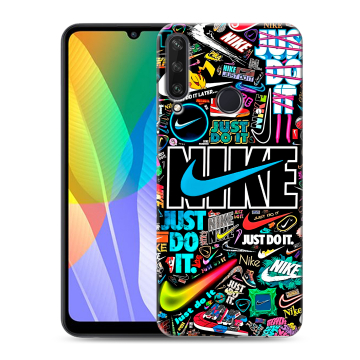 Силиконовый чехол на Huawei Y6p с принтом найк nike черный