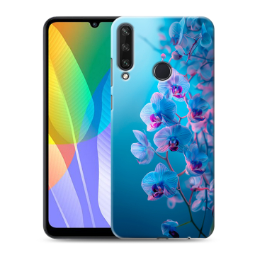 Силиконовый чехол на Huawei Y6p с принтом голубые орхидеи