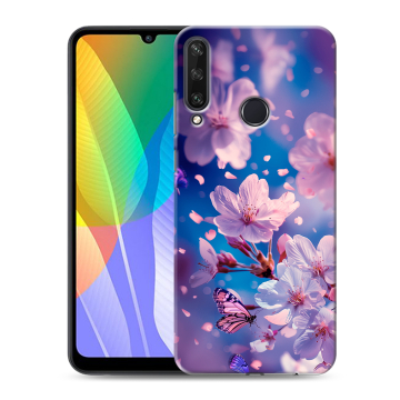 Силиконовый чехол на Huawei Y6p с принтом цветы бабочки