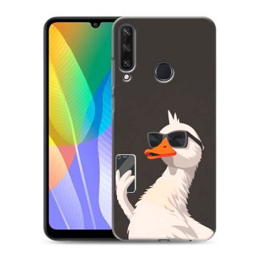 Силиконовый чехол на Huawei Y6p с принтом утка в очках