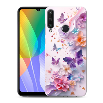 Силиконовый чехол на Huawei Y6p с принтом цветы бабочки Силиконовый чехол на Huawei Y6p с принтом цветы бабочки