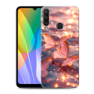 Силиконовый чехол на Huawei Y6p с принтом бабочки розовые