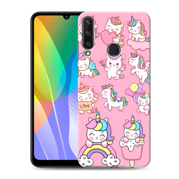 Силиконовый чехол на Huawei Y6p с принтом Единороги и радуга