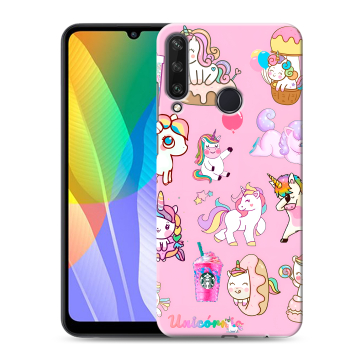Силиконовый чехол на Huawei Y6p с принтом розовые единороги