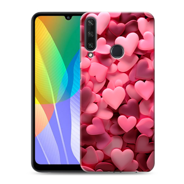 Силиконовый чехол на Huawei Y6p с принтом розовые сердечки
