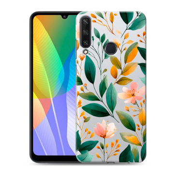 Силиконовый чехол на Huawei Y6p с принтом Цветы паттерн Силиконовый чехол на Huawei Y6p с принтом Цветы паттерн