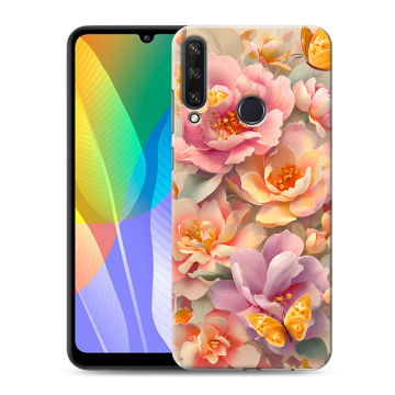 Силиконовый чехол на Huawei Y6p с принтом Цветы и бабочки Силиконовый чехол на Huawei Y6p с принтом Цветы и бабочки