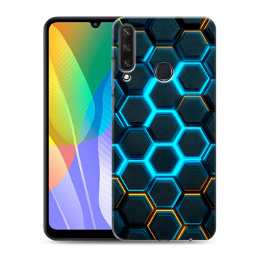Силиконовый чехол на Huawei Y6p с принтом Неоновые соты Силиконовый чехол на Huawei Y6p с принтом Неоновые соты