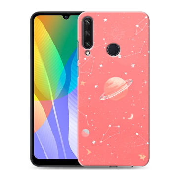 Силиконовый чехол на Huawei Y6p с принтом Розовый космос Силиконовый чехол на Huawei Y6p с принтом Розовый космос